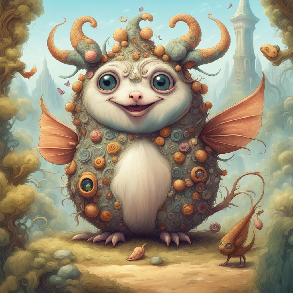 Whimsical Fantasy Creatures: Adorable UHD Illustration