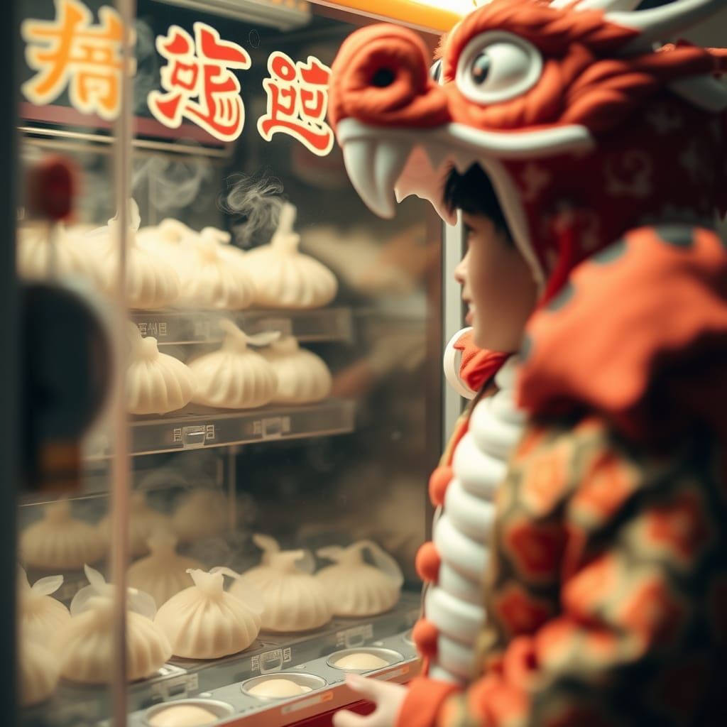 Humorous Dumpling Vending Machine Scene