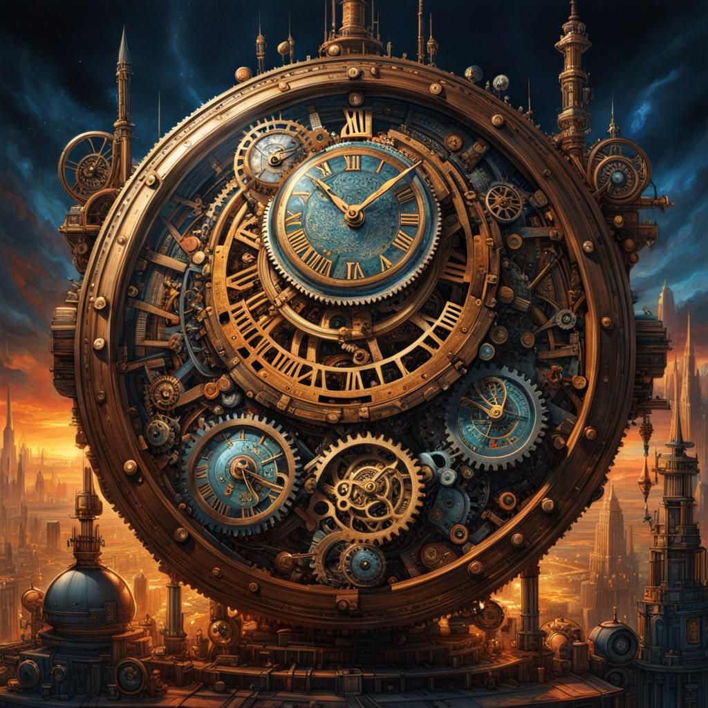 Elaborate antique mechanical clock