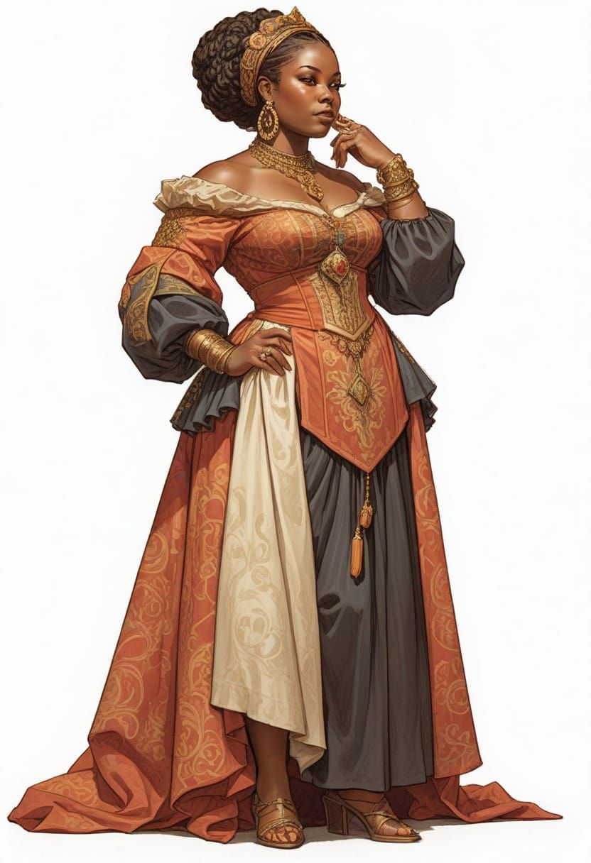 Renaissance Woman in WH40K Style Illustration