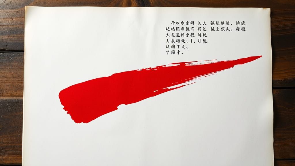 Crimson Ink Stroke on Historical Document Page