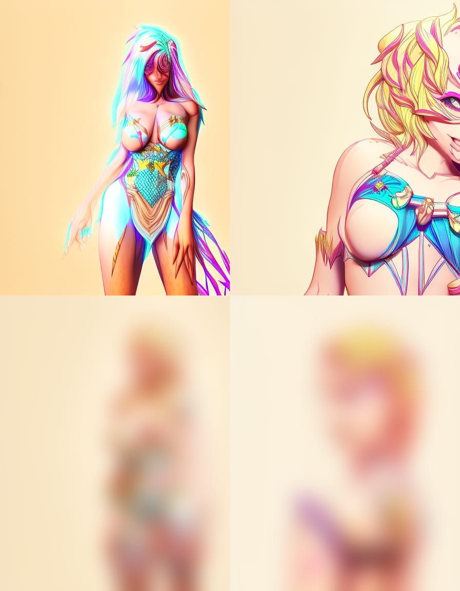 Blond Woman in Bikini: Splash Art Style