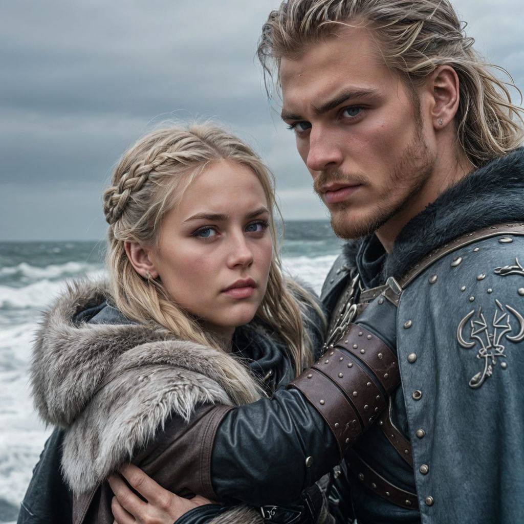 Heroic Viking Warrior Defends His Love in the Fierce Storm