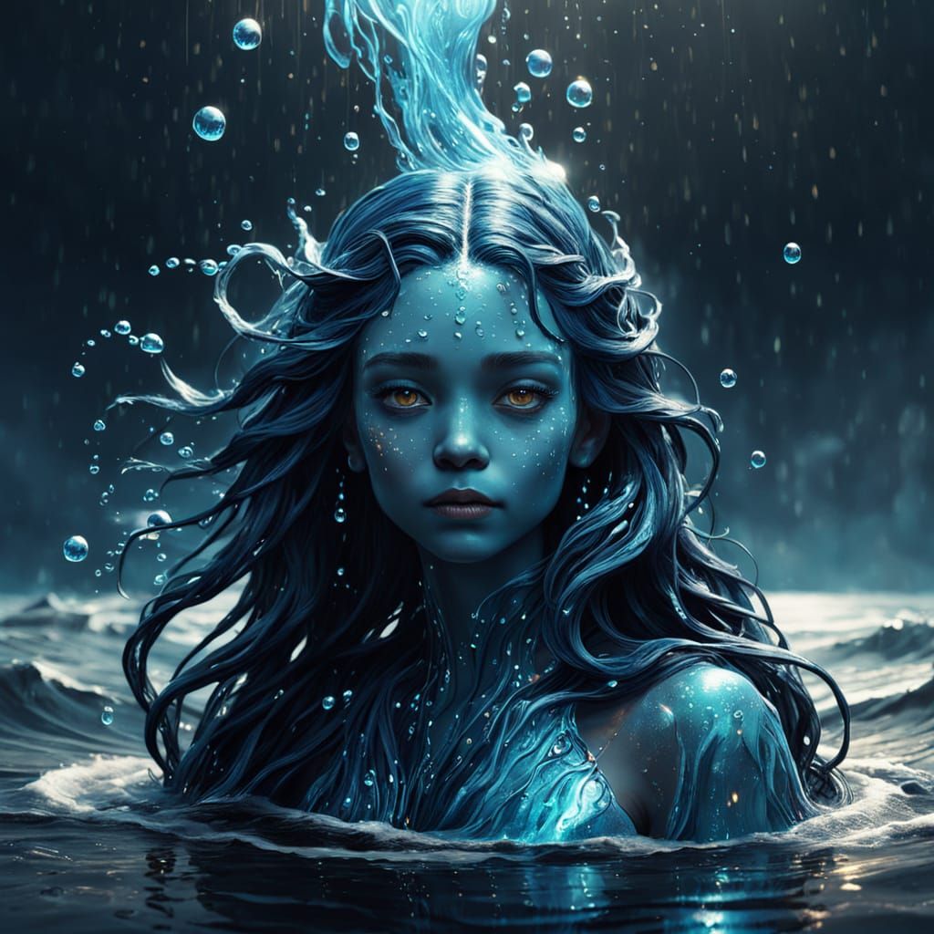 Mystical Water Spirit in Ethereal Digital Art