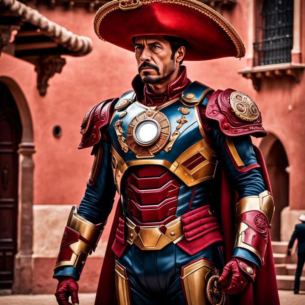 Iron Man in Spanish Colors, Hyperrealistic Image
