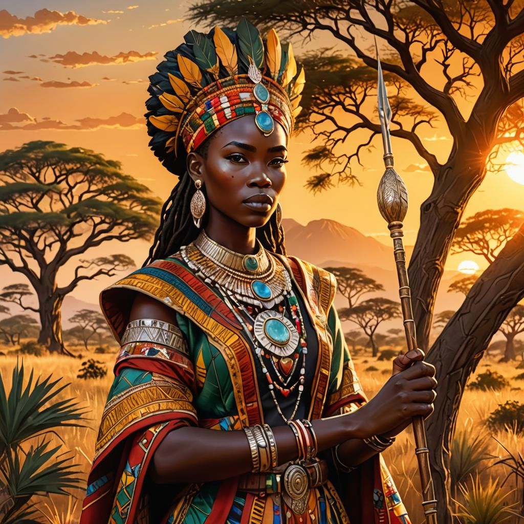 African Princess in Vibrant Digital Painting