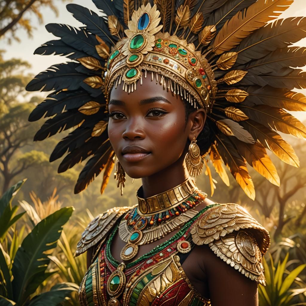 Majestic Zimbabwean Princess in Lush Savannah
