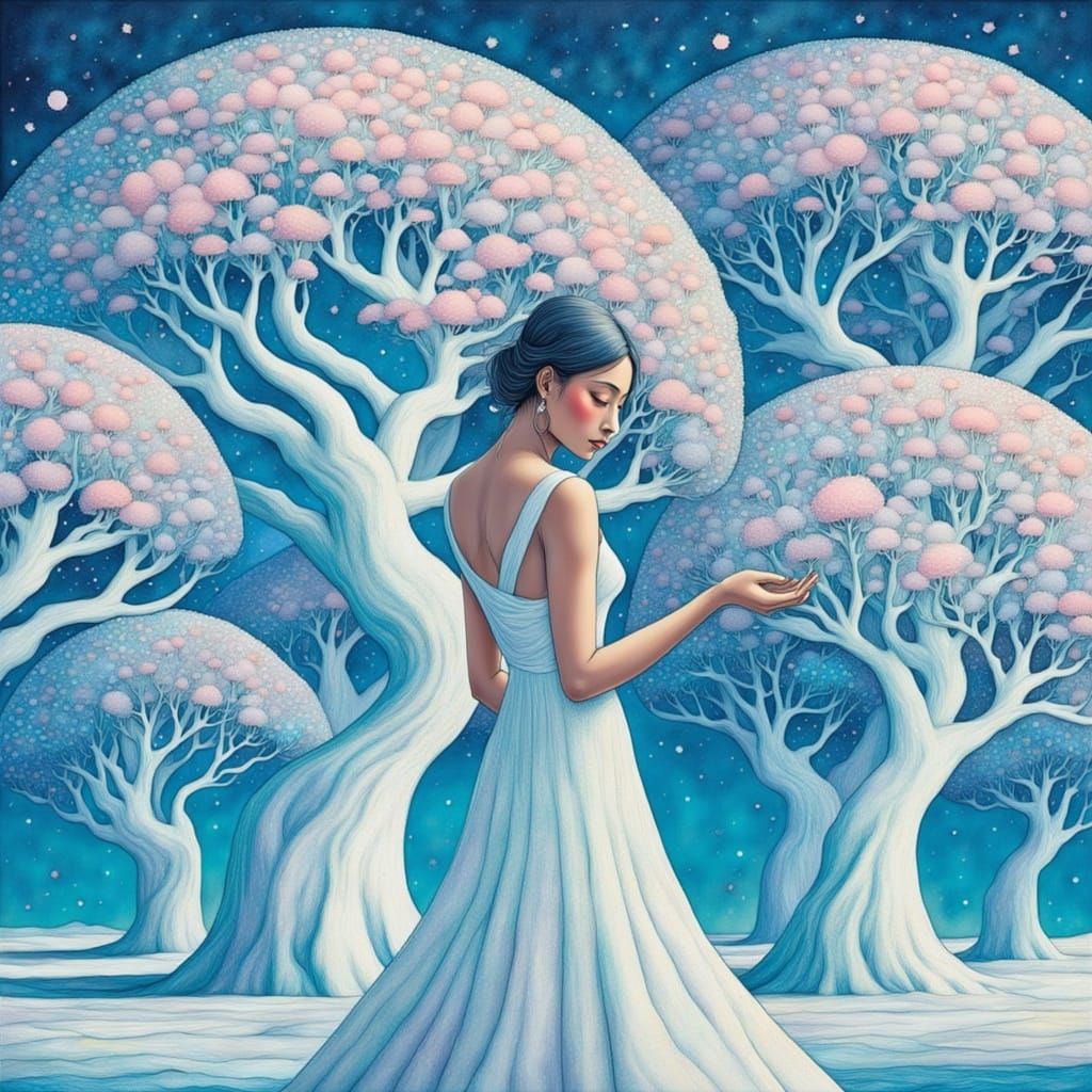 Elegant Surrealist Scene in Soft Pastels