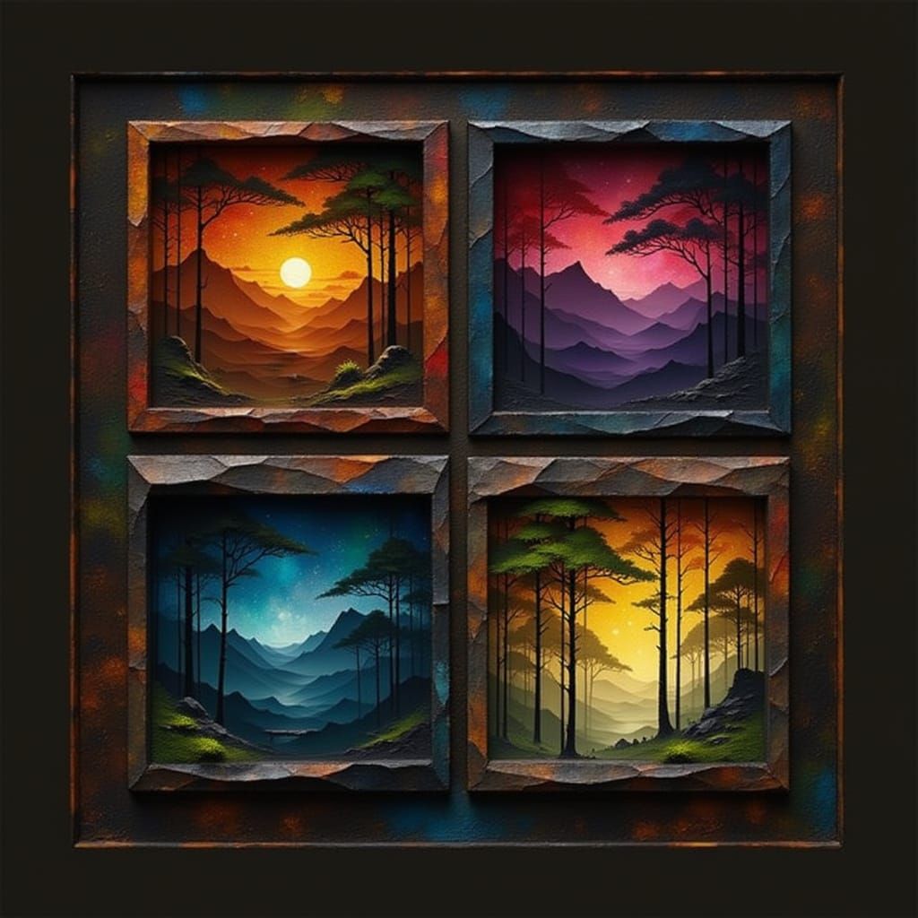 Four Seasons in Vibrant Watercolor