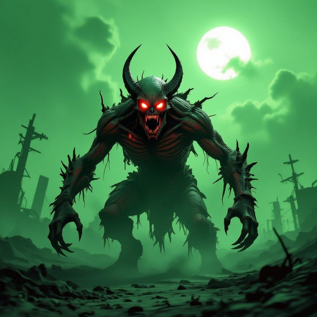 Mutated Demon Alien Zombie in Ash Wasteland