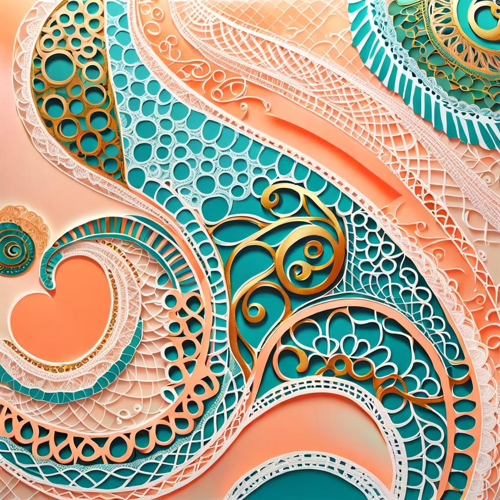 Abstract Zentangle Art with Lace and Musical Notes