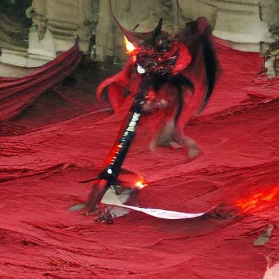 Fearsome Demon Wielding a Blood Power Sword