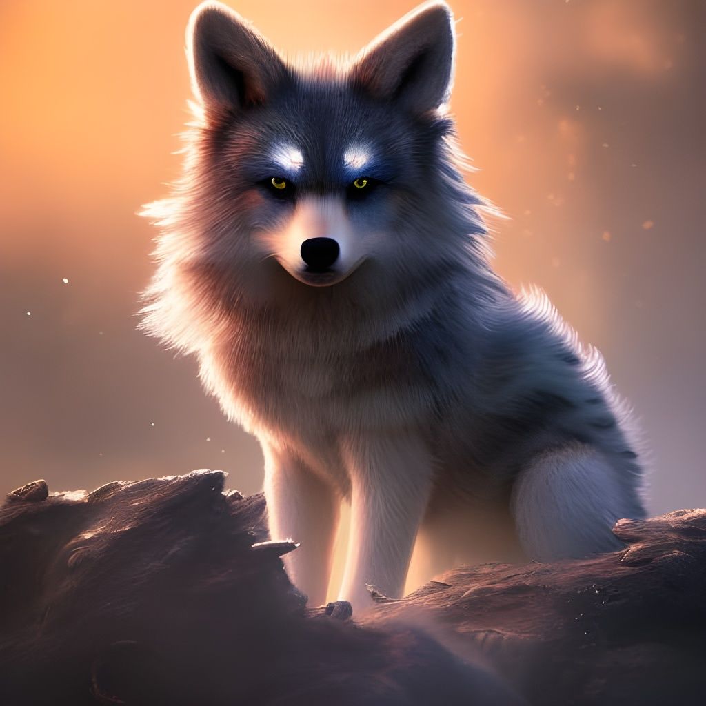 Sapphire Wolf-Husky Dragon in Electric Yellow Forest