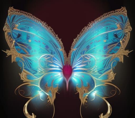 Amethyst Butterfly with Maroon Accents as Digital Art