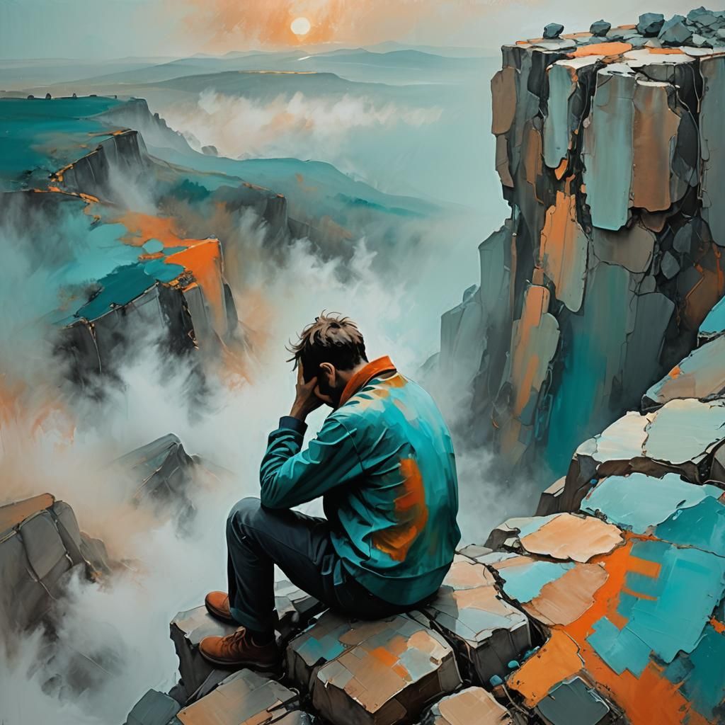 Abstract Expressionist Image of Despair and Hope