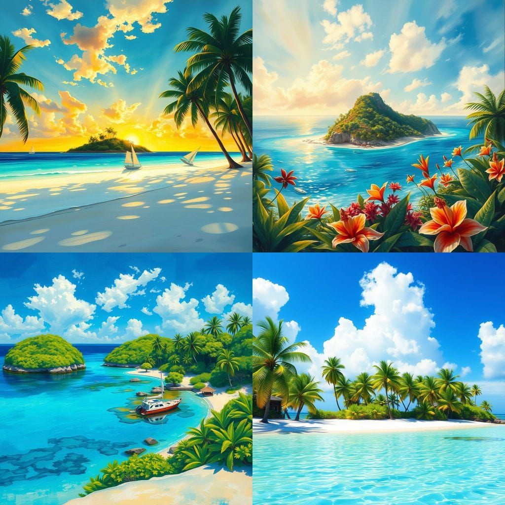 Epic Impressionist Masterpiece of a Serene Island Paradise