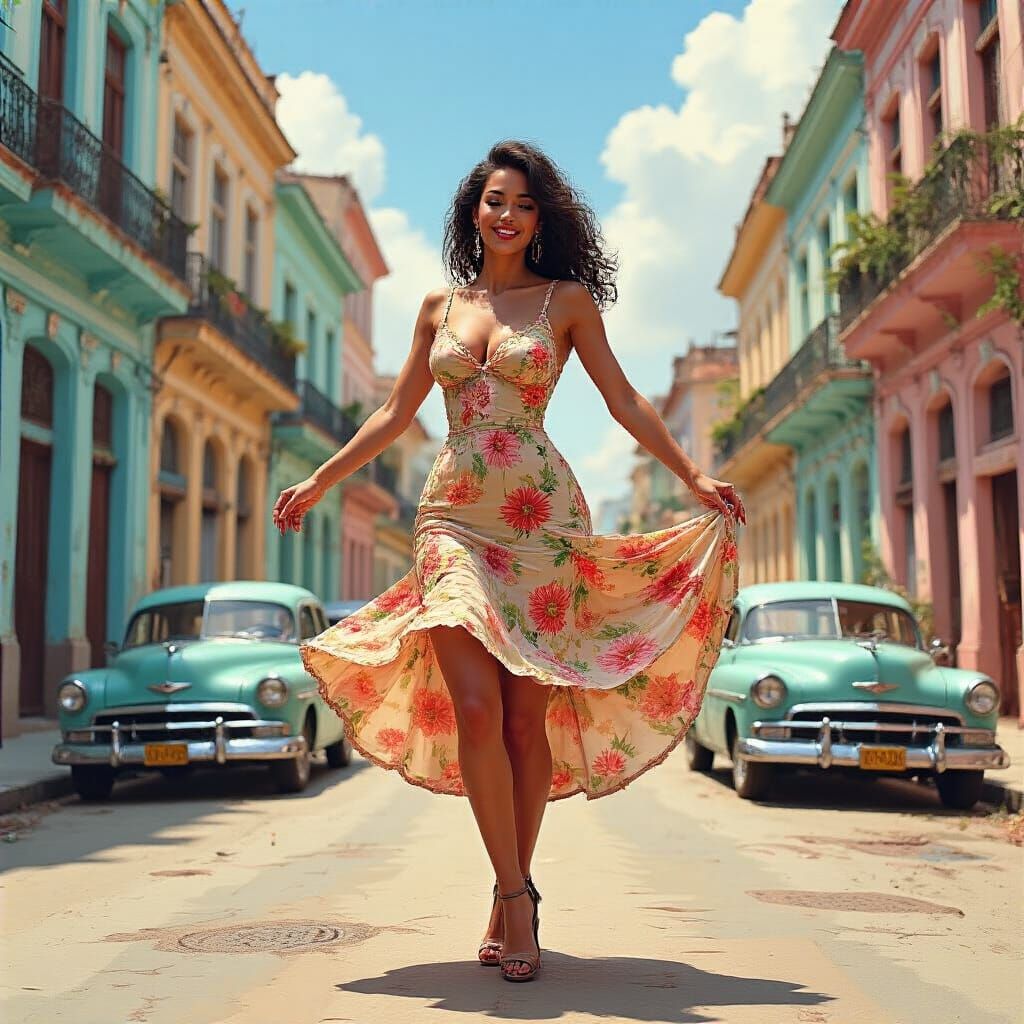 Cuban Dancer in Havana, Surrealist Style