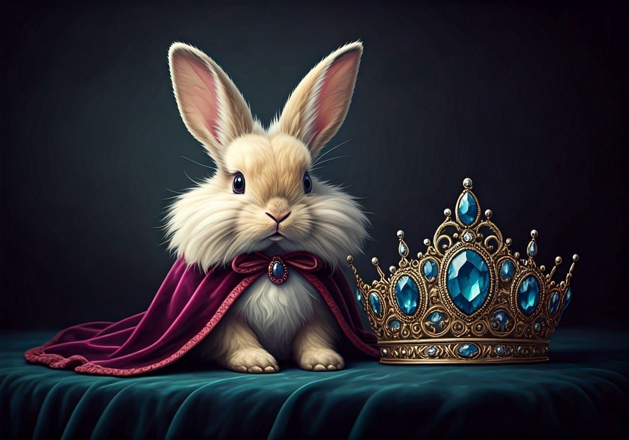 Enchanted Rabbit in Whimsical Velvet Robes