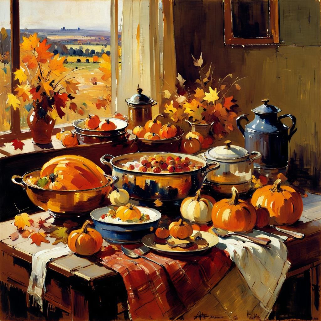 Autumn Harvest Feast in Warm Colors