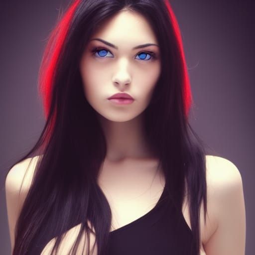 Striking Portrait of a Woman with Black Hair