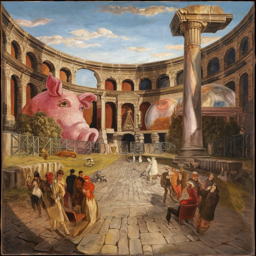 Psychedelic Pompeii Fresco of Roman Amphitheater