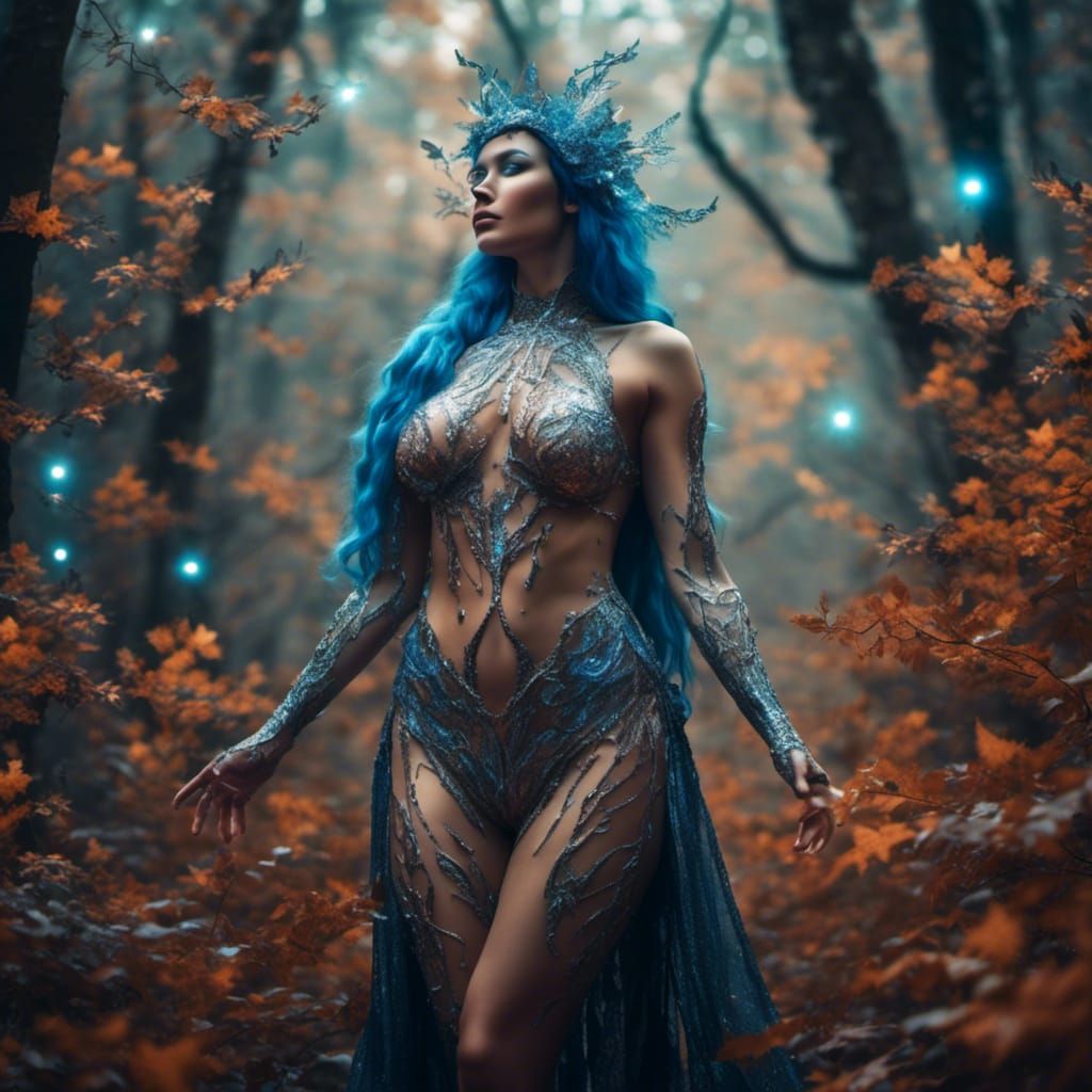Cosmic Forest Goddess in Hyperreal Style