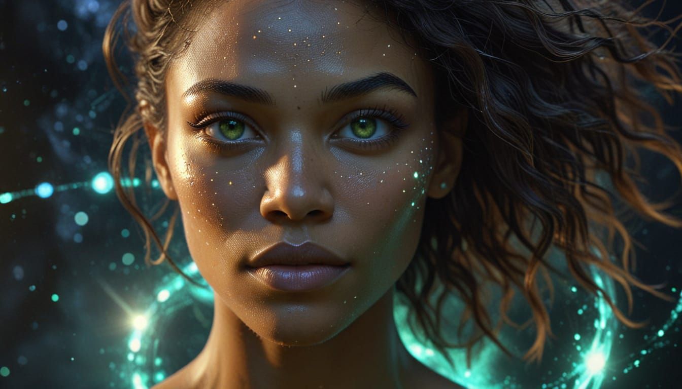 Graceful Woman Approaches Mysterious Portal