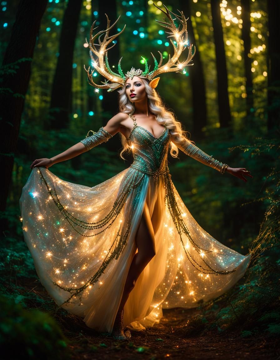 Divine Forest Elf Dancer with Antlers