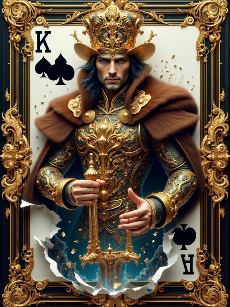 Steampunk King Reaching for Sceptre in Watercolour Style