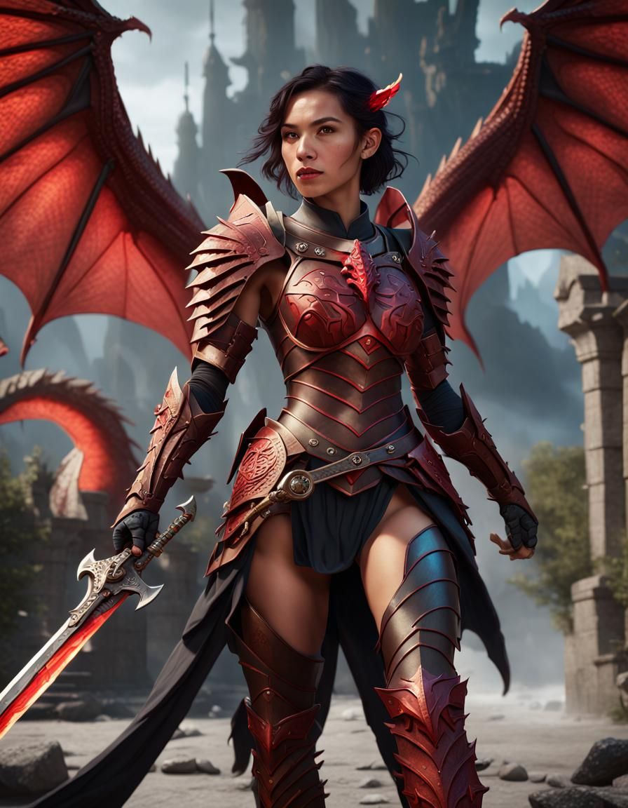 D&D Blackguard with Dragon Wings and Scimitar