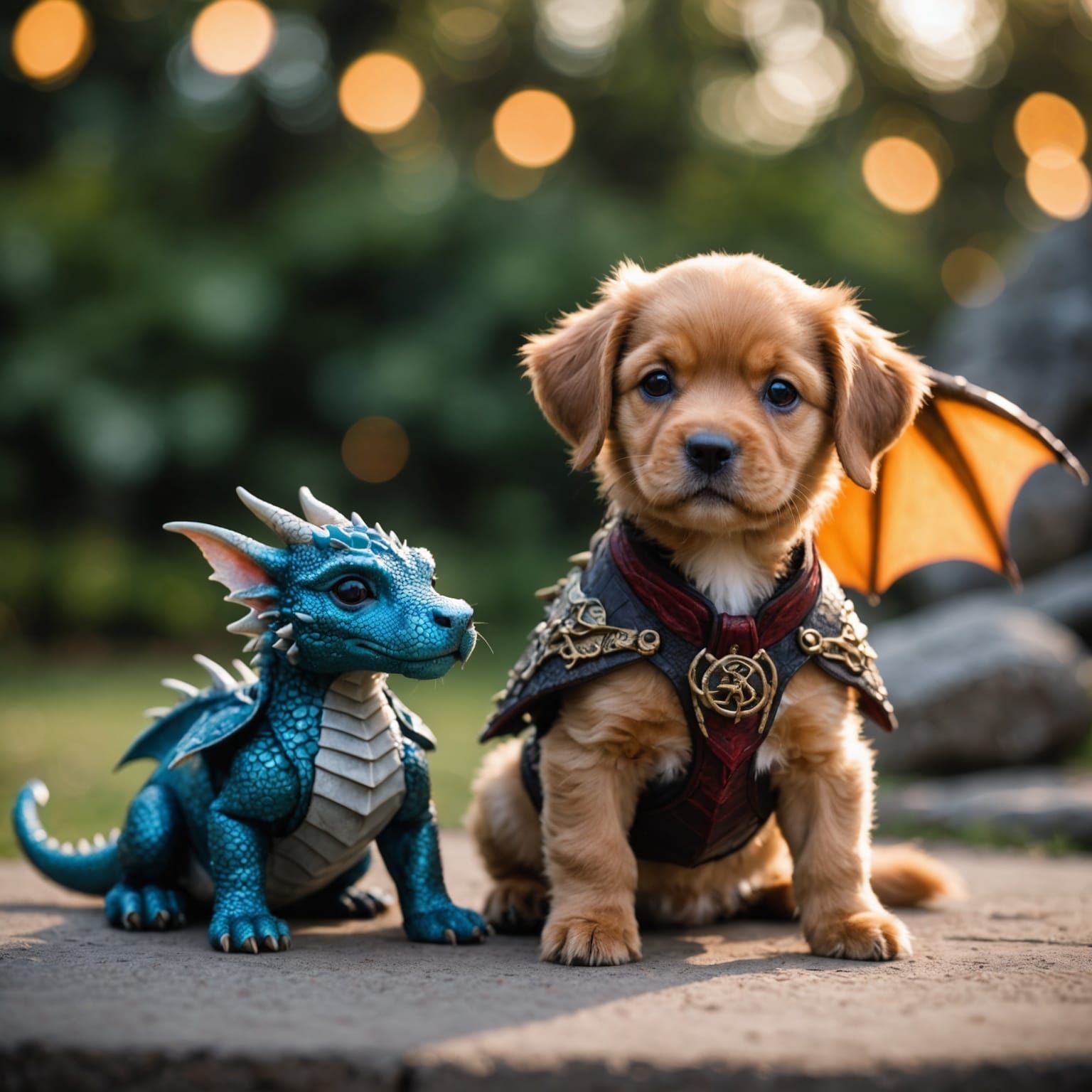 Puppy and Dragon in Professional Photography Style