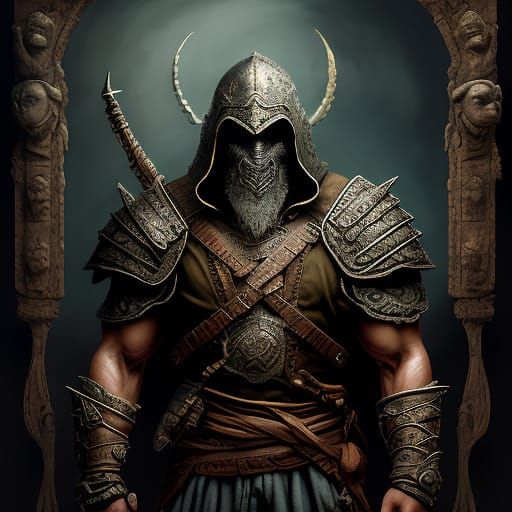 Ancient Persian Warrior in Bronze Armor