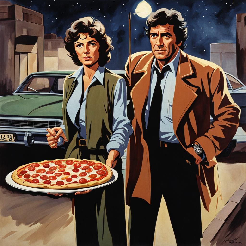 Columbo Delivers Pizza to Ellen Ripley: Humorous Art
