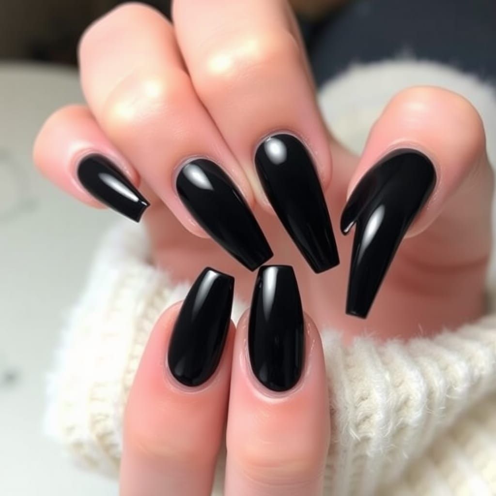 Black Artificial Nails: Extra Long and Thin