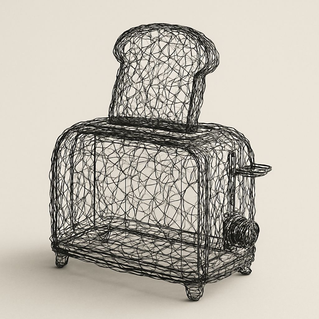 Wireframe Toaster with Bread