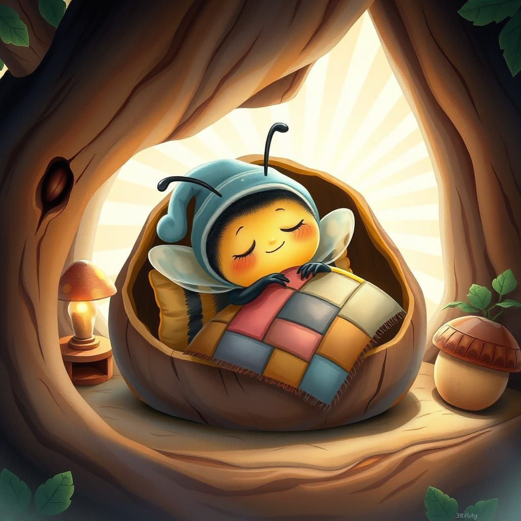 Bumblebee's Bedtime: Storybook Illustration in Pastel Colors
