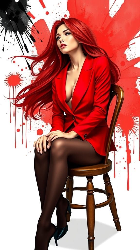 Elegant Woman in Vibrant Red Blazer