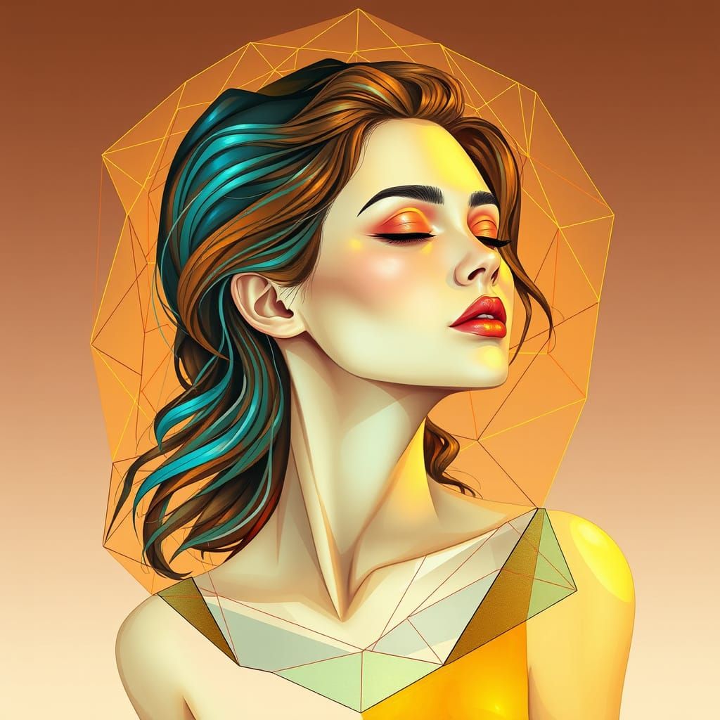 Geometric Feminine Figure in Rotoscoped Découpage