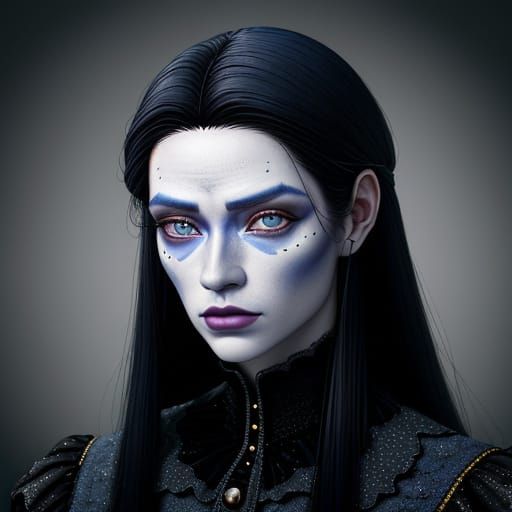 Hyperrealistic Portrait of a Young Woman with Porcelain Skin...