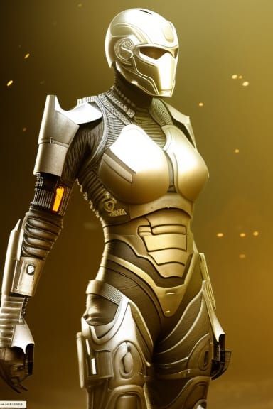 female cyborg cop full armour