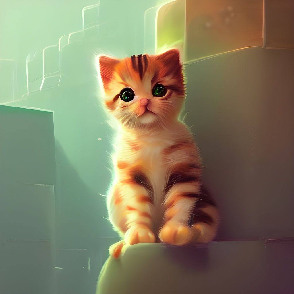 Cute Kitten Art by Alena Aenami, 8K Resolution