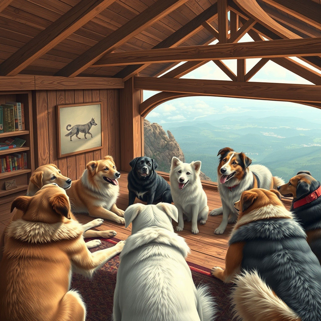 Dogs Discussing Canine Policy: Aerial View