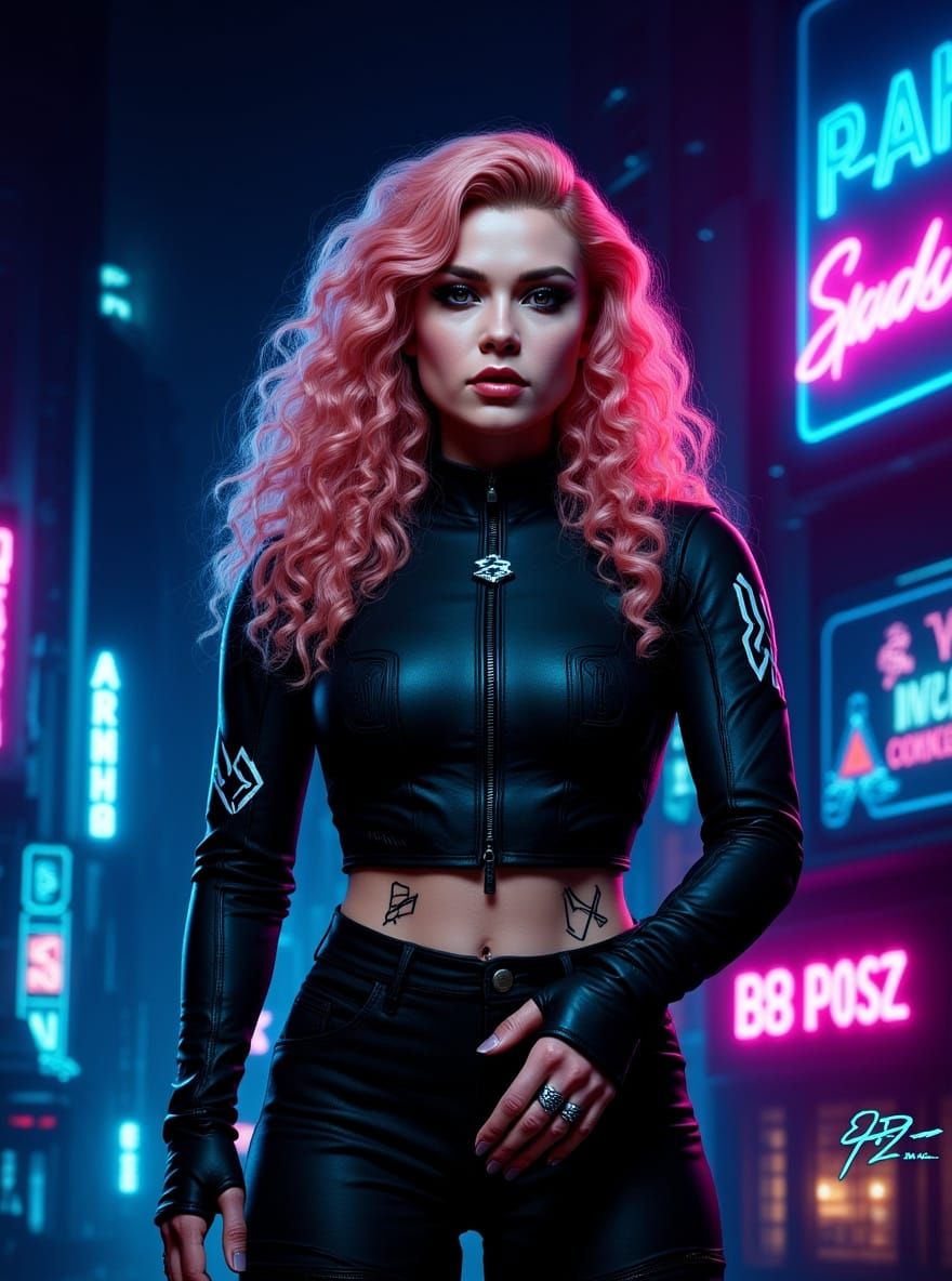 Cyberpunk Girl in Neon City, Cinematic Portrait