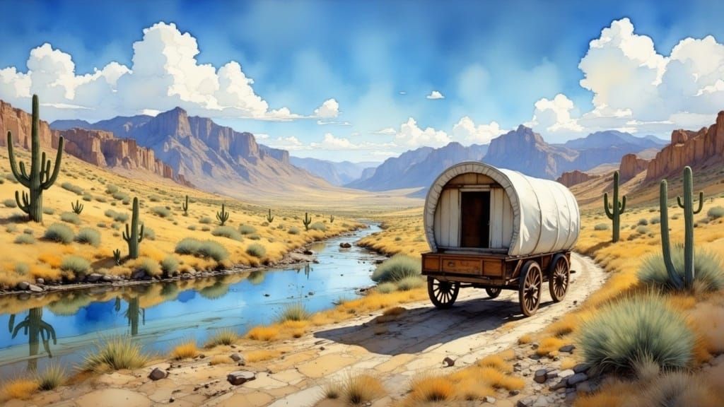 A Painterly River Scene in the Tabernas Desert
