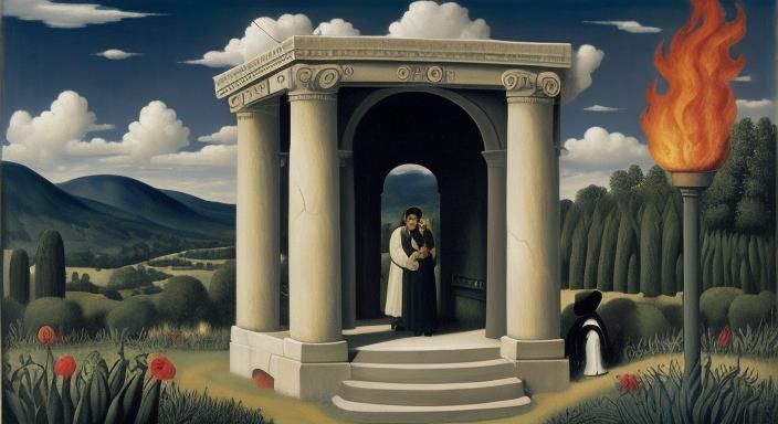 Pillar of Cloud and Fire in Naive Art Style