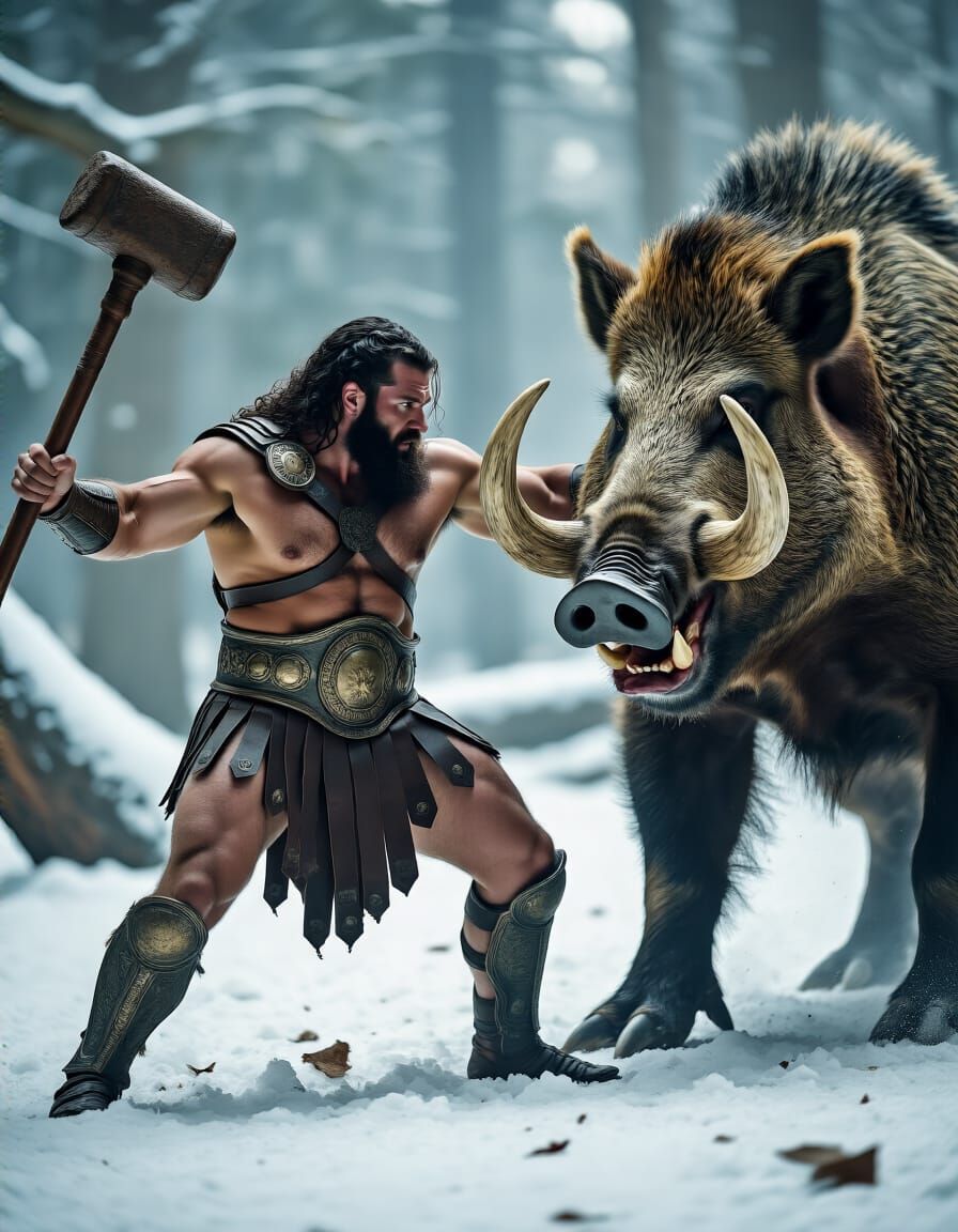Hercules vs Erymanthian Boar