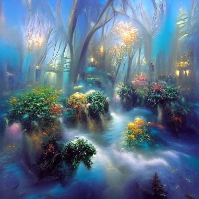 Ethereal Underwater Forest in Hyperdetailed Fantasy Style