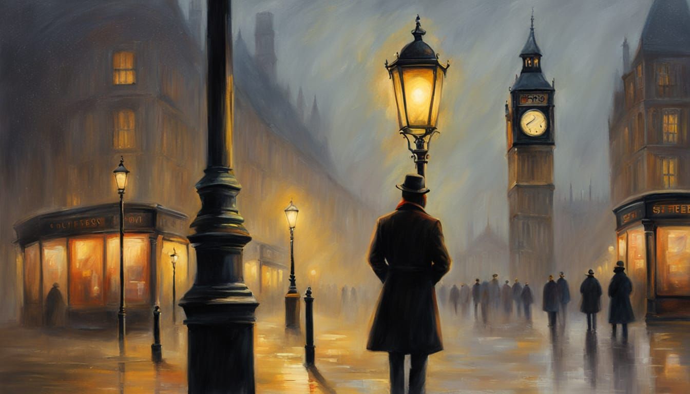 Realistic oil painting. Soft, hazy, and a little mysterious—...