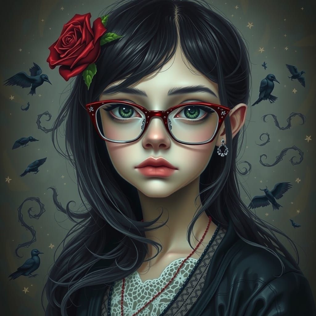 Ethereal Emo Goth Princess in a Haunting Dreamscape