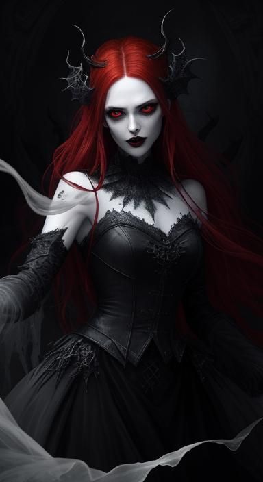 Vampire Queen Dancing with Ghost in Dark Fantasy